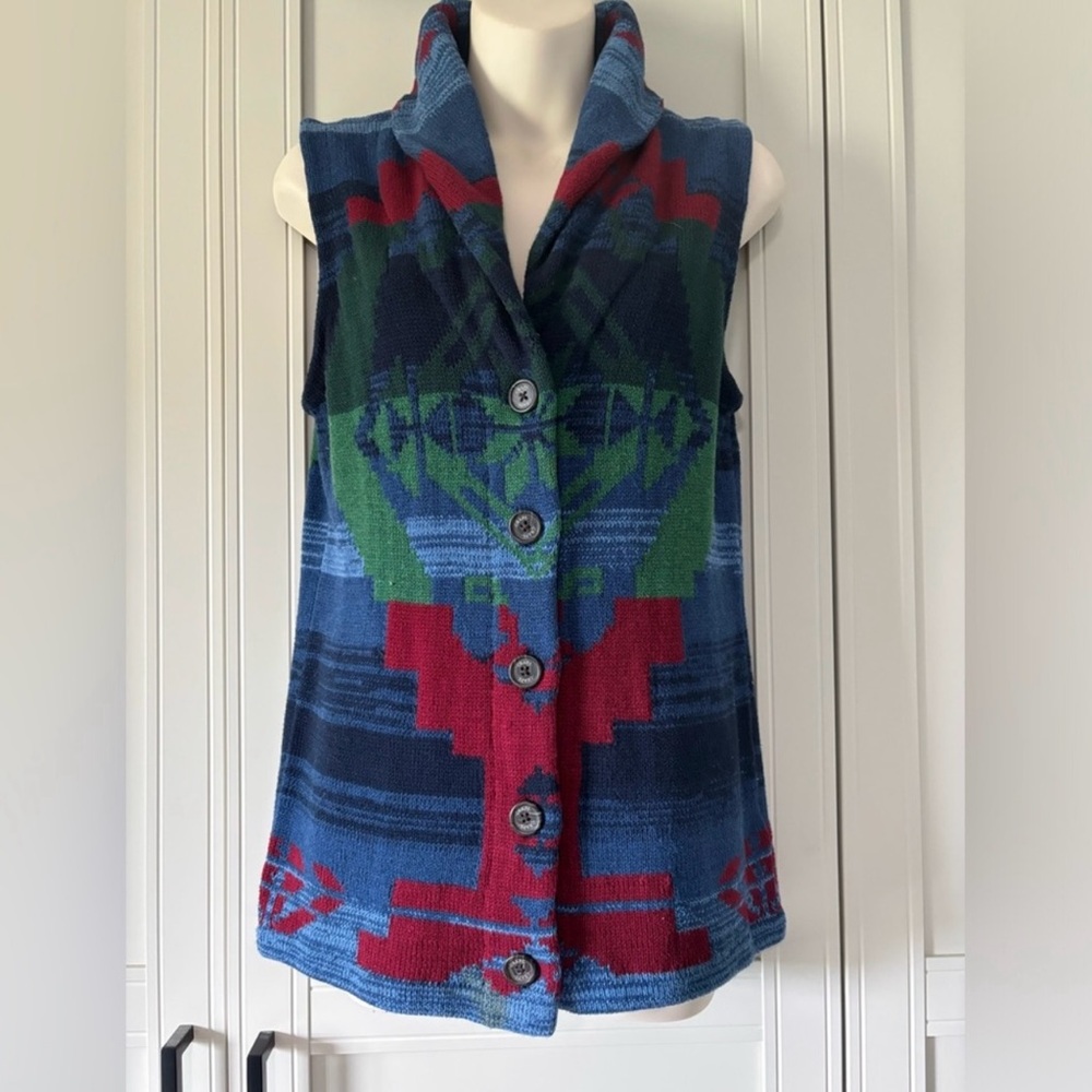 Chaps Multicolor Button-Up Vest